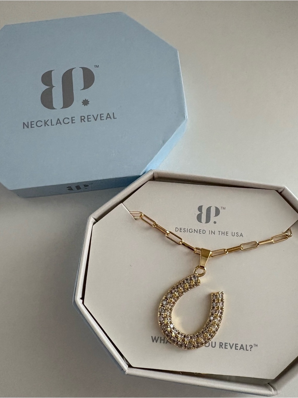 Bomb Party Horseshoe Exclusive Bringback Necklace NK46686 Diamond CZ Gold Platin